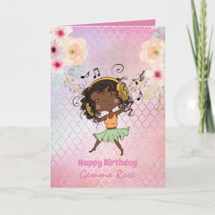 Pretty Girly Black Girl Birthday - Lots of Themes Card