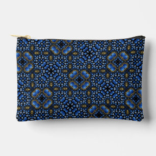 Pretty Girly Blue & Gold Dot Art Mandala Pattern  Accessory Pouch
