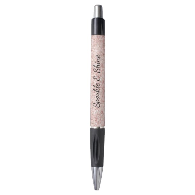 Pretty Girly Blush Pink Glitter Pen (Front Vertical)
