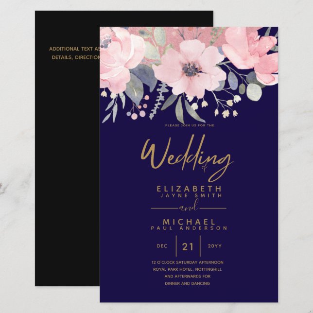 Pretty Girly Budget Rosegold Blush Pink Floral A9 (Front/Back)