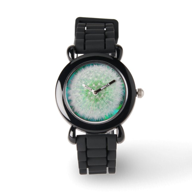 Pretty Girly Dandelion-Clock, blue Watch (Front)