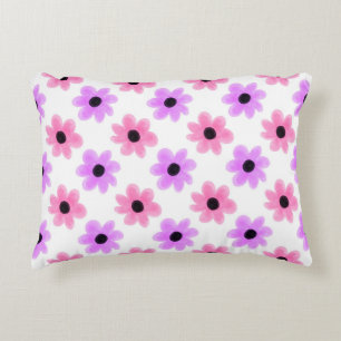Pretty girly flowers pink & purple accent pillow