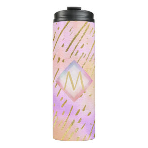 Pretty Girly Glitter Pink Gold Animal Print Glam Thermal Tumbler