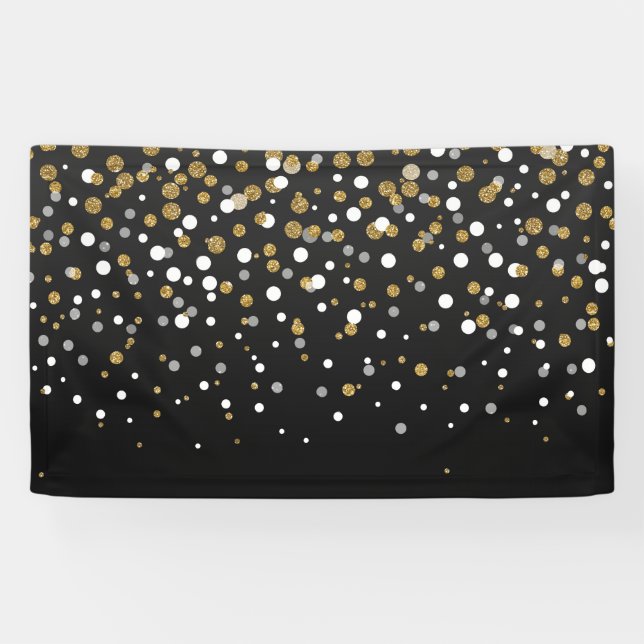Pretty Girly Gold Glitter Dots Illustration Banner (Horizontal)