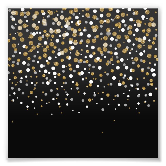 Pretty Girly Gold Glitter Dots Illustration Photo Print (Front)