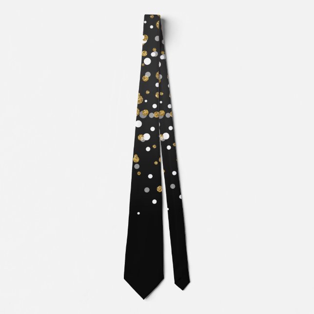 Pretty Girly Gold Glitter Dots Illustration Tie (Front)