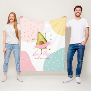 Pretty Girly Kawaii Avocado Ballerina Slay Them Fleece Blanket