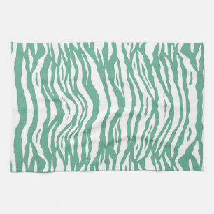 Pretty Girly Mint Green Tiger Stripes Kitchen Towel