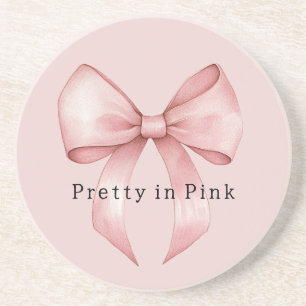 Pretty Girly Pink Bow Coaster