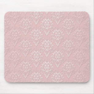 Pretty Girly Pink Damask Pattern Mouse Pad