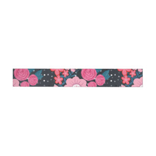 Pretty girly pink Floral Silver Dots Grey design Wrap Around Label