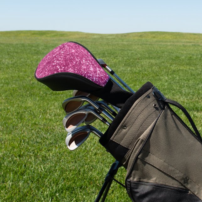 Pretty Girly Pink Glitzy Glitter Sparkle Golf Head Cover (In Situ)