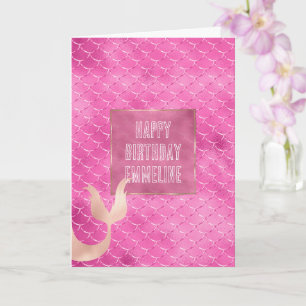 Pretty Girly Pink Mermaid Card