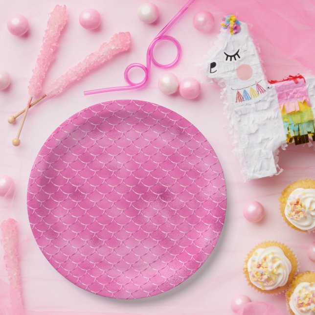 Pretty Girly Pink Mermaid Paper Plate (Party)