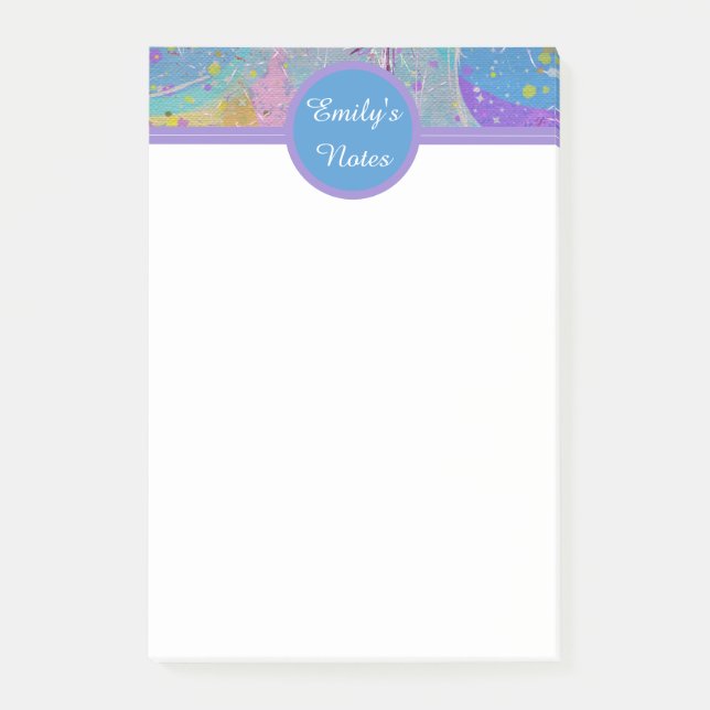 Pretty Girly Pink Purple and Blue Sticky Notes  (Front)
