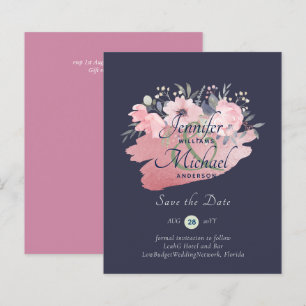 Pretty Girly Rose Gold Budget Save Dates