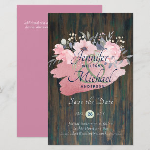 Pretty Girly Rose Gold Budget Save Dates