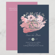 Pretty Girly Rose Gold Budget Save Dates