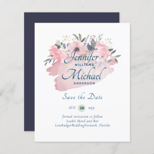 Pretty Girly Rose Gold Budget Save Dates