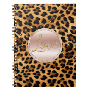 Pretty Girly Rose Gold Leopard Print Notebook