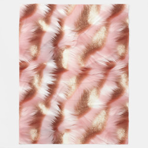 Pretty Girly Rose Gold Pink White Fleece Blanket