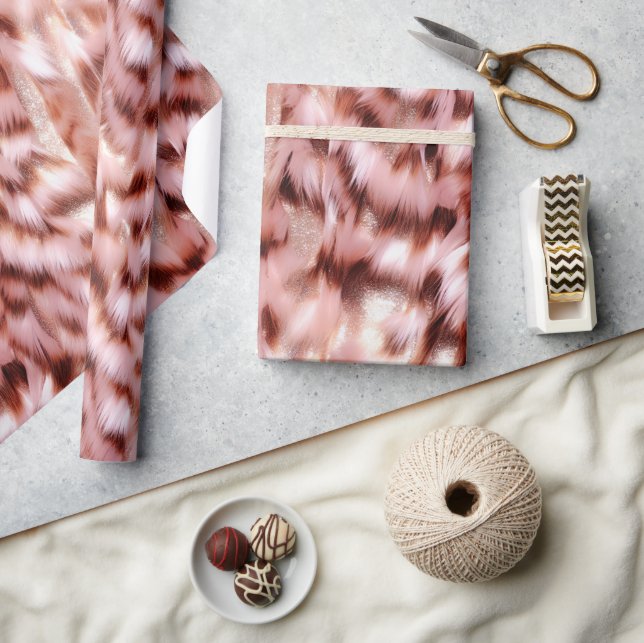 Pretty Girly Rose Gold Zebra Glitzy Animal  Wrapping Paper (Crafts)