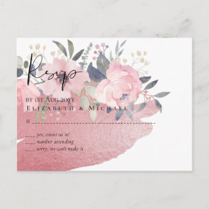 Pretty Girly Rosegold Floral Glam Wedding Postcard