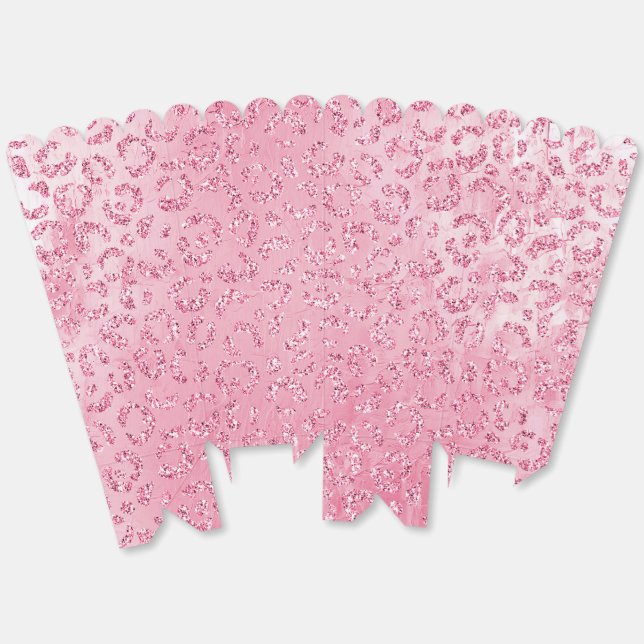 Pretty Girly Sugar Pink Glitter Leopard Favor Box (Unfolded)