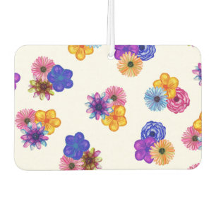 Pretty Girly Watercolor Flowers on White Air Freshener