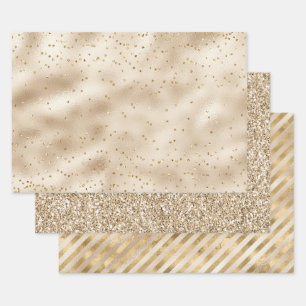 Pretty Glam Gold Sparkle Dots Wrapping Paper Sheet