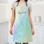 Pretty Glitter Holographic Iridescent Girly Apron<br><div class="desc">A trendy pretty chic bokeh glitter background in beautiful pastel colours. You can easily personalize with your custom monogram and/or name.</div>