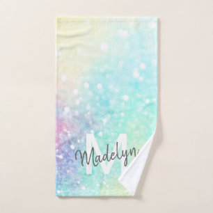 Pretty Glitter Holographic Iridescent Girly Hand Towel