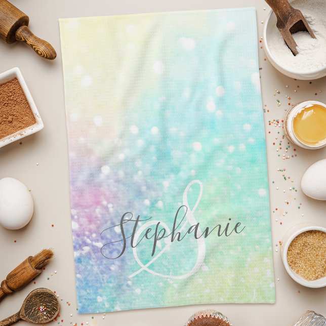 Pretty Glitter Holographic Iridescent Girly Kitchen Towel (Creator Uploaded)