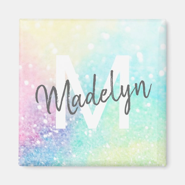 Pretty Glitter Holographic Iridescent Girly Magnet (Front)