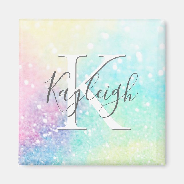 Pretty Glitter Holographic Iridescent Girly Magnet (Front)