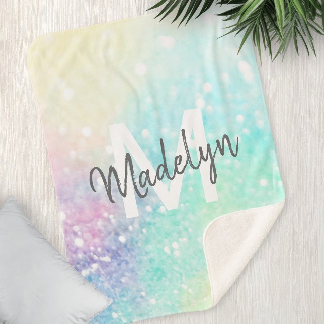 Pretty Glitter Holographic Iridescent Girly Sherpa Blanket (Creator Uploaded)