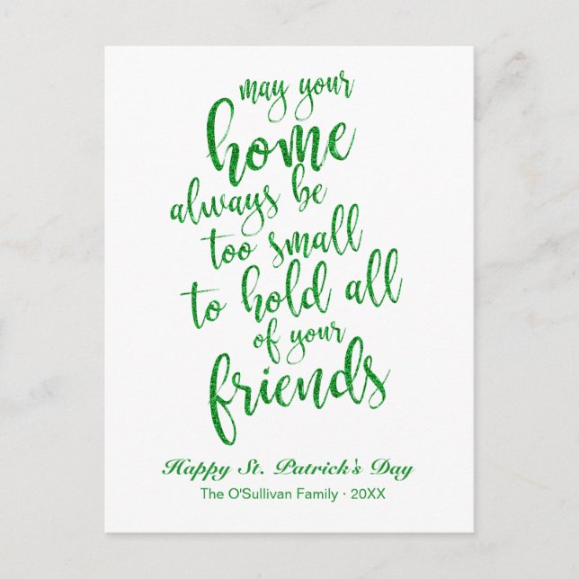 Pretty Glitter Irish Blessing St. Patrick's Day Postcard (Front)
