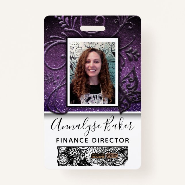 Pretty Glitter Professional CNA Nurse Photo Name Badge (Front)