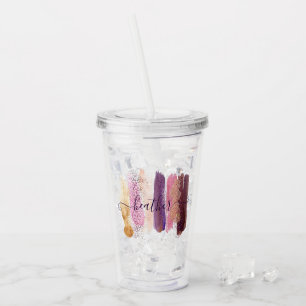 Pretty glitter smear personalized acrylic tumbler