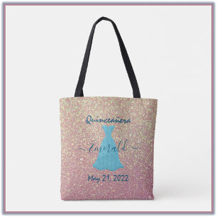 Pretty Glittering Pink Quinceanera Tote Bag