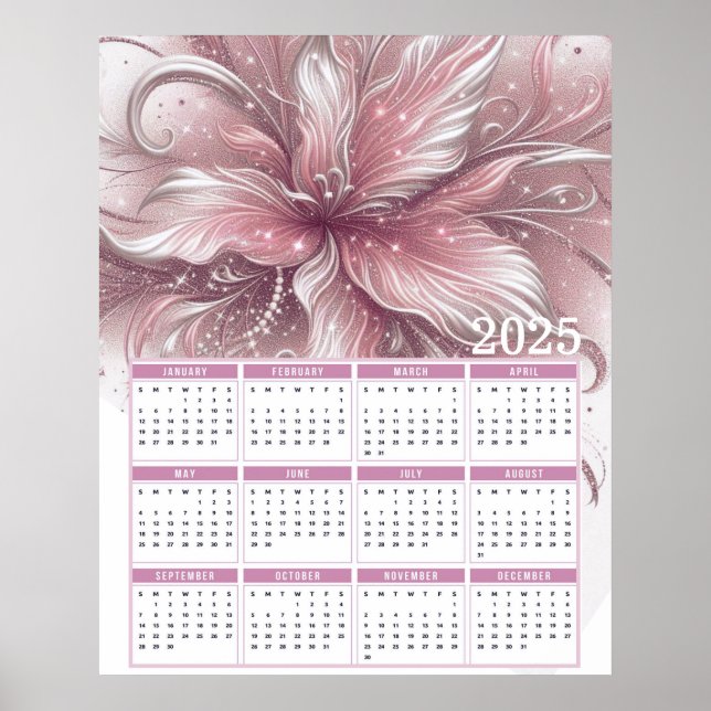 Pretty Glittery Lily 2025 Calendar Poster (Front)