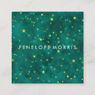 Pretty Gold and Teal Constellations Stylist  Square Business Card