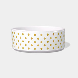 Pretty gold and white polka dots patterns monogram bowl
