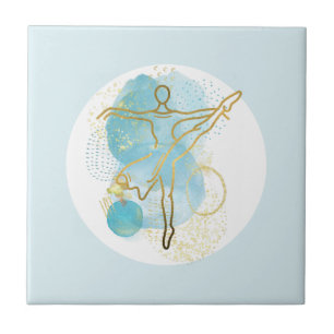 Pretty Gold Ballerina Watercolor Abstract  Tile
