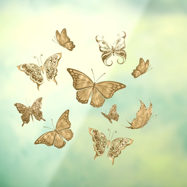 Pretty Gold Butterfly Clear Window Cling (Sheet 3)