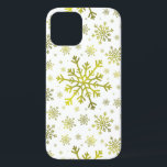 Pretty Gold Christmas Snowflakes on Winter White iPhone 12 Pro Case<br><div class="desc">Mixed sized pretty yellow gold snowflakes are scattered throughout this Christmas seasonal pattern. This cute festive design with a crisp winter white background is sure to please any age and perfect for anyone who likes soft and delicate xmas patterns.</div>