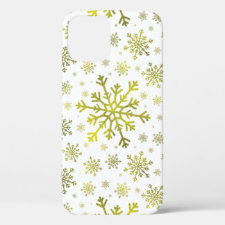Pretty Gold Christmas Snowflakes on Winter White iPhone 12 Pro Case