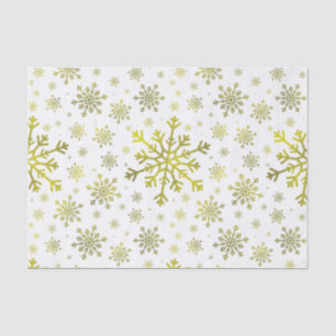 Pretty Gold Christmas Snowflakes on Winter White Tissue Paper