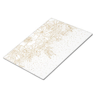 Pretty Gold Confetti dots floral Notepad
