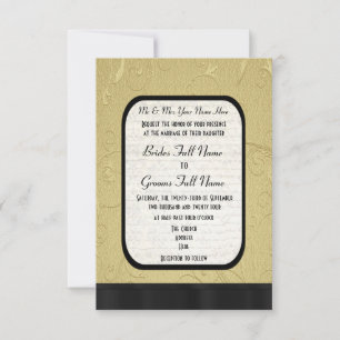 Pretty Gold damask formal wedding Invitation